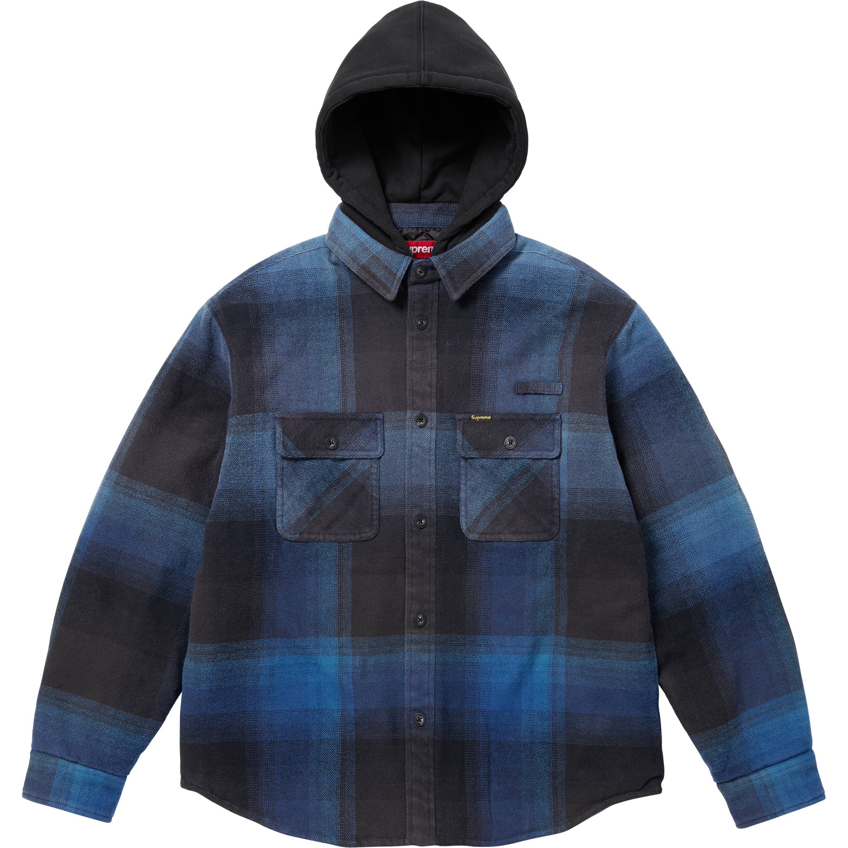 Supreme Quilted Lined Hooded Flannel Shirt - Blue Plaid