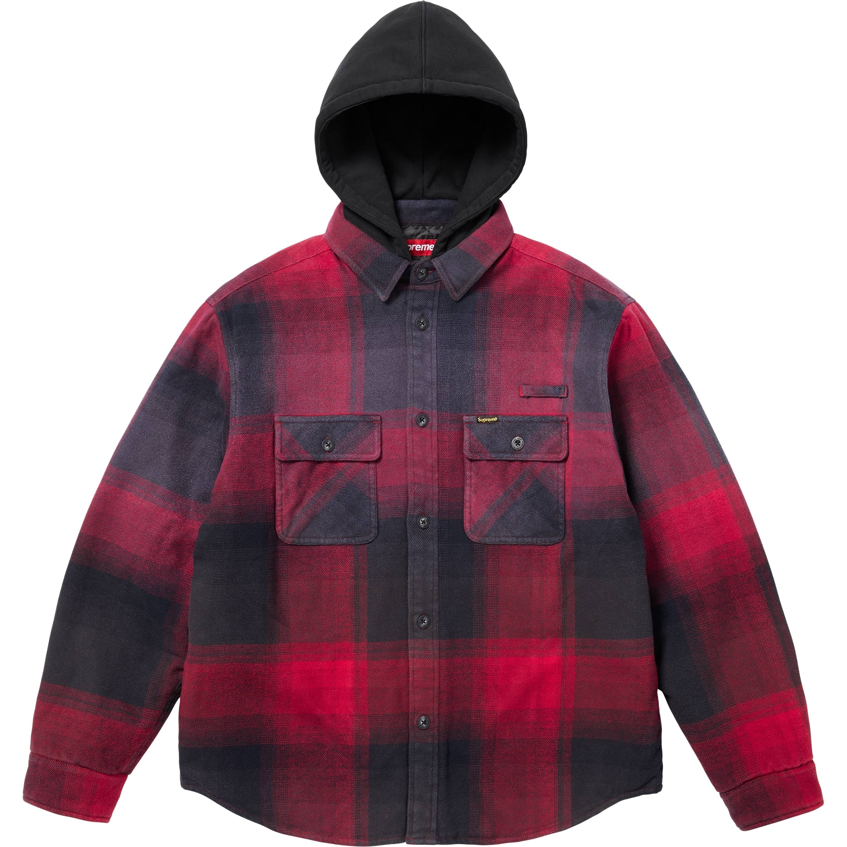 Supreme Quilted Lined Hooded Flannel Shirt - Red Plaid