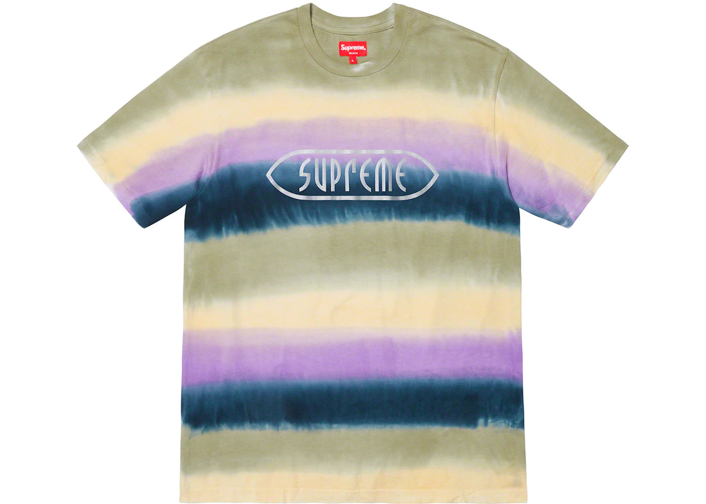 Supreme Rainbow Stripe Tee Purple