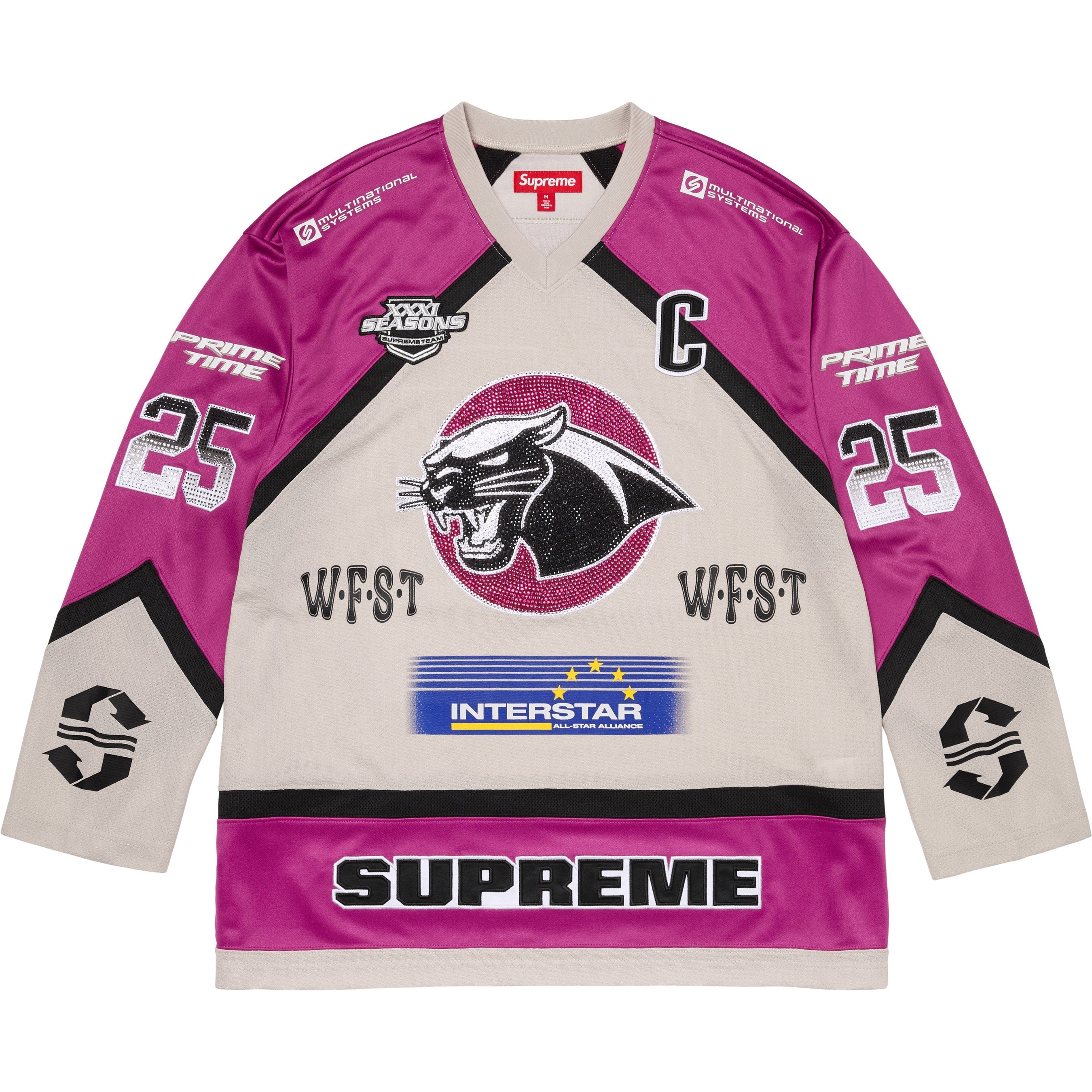 Supreme Rhinestone Hockey Jersey - Light Grey