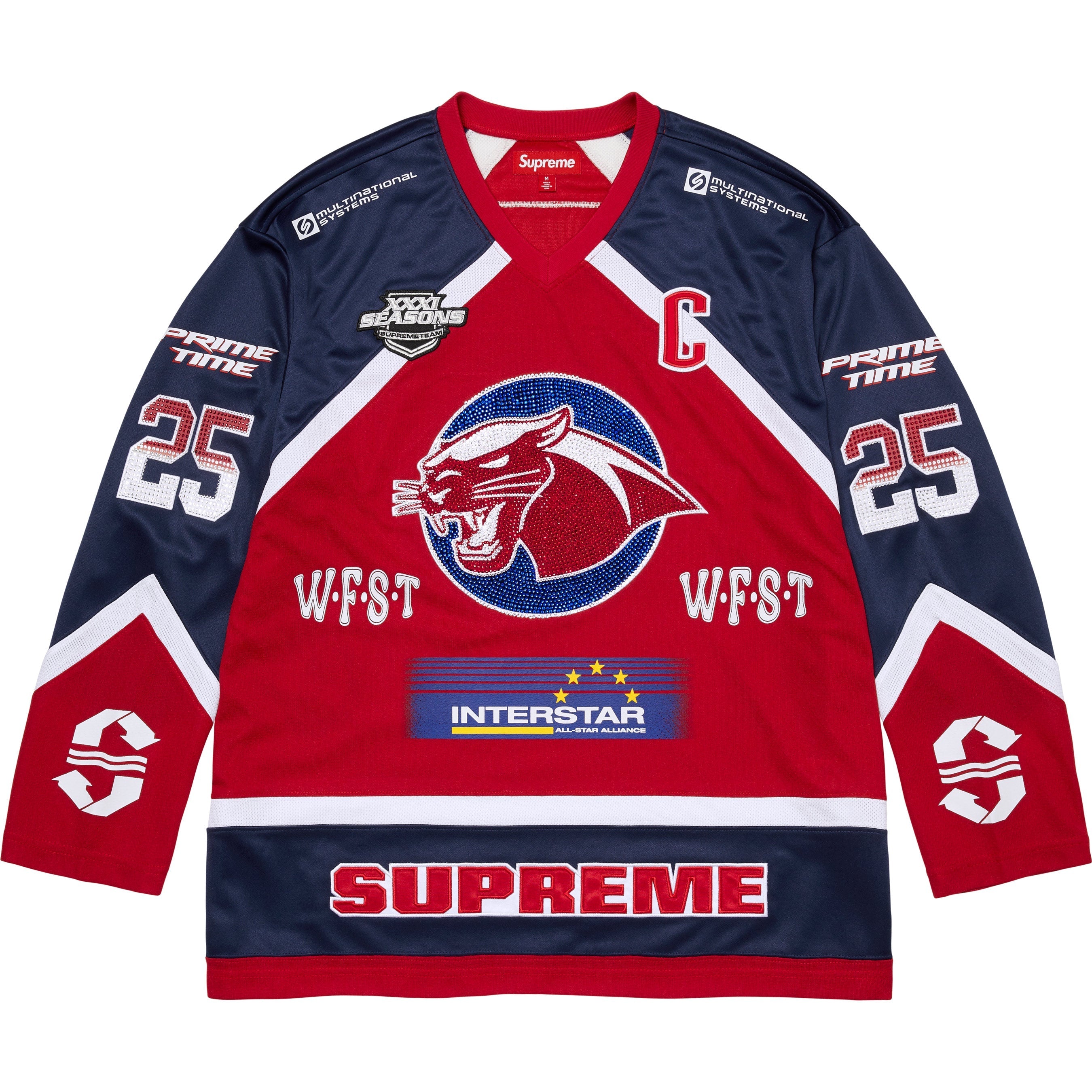 Supreme Rhinestone Hockey Jersey - Red