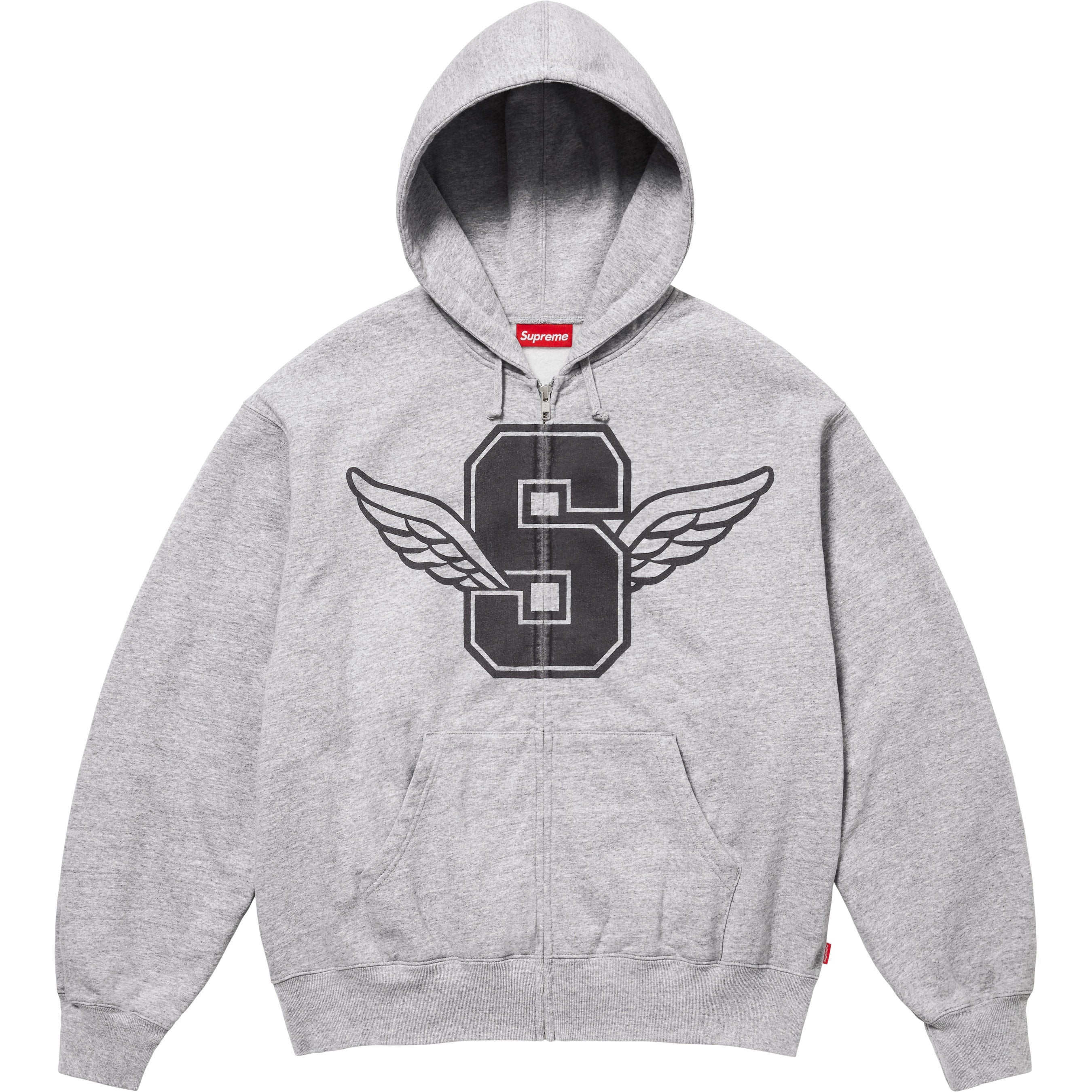 Supreme Wings Zip Up Hooded Sweatshirt - Heather Grey