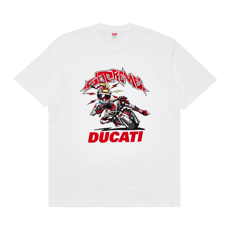 Supreme x Ducati Bike Tee 'White' - Side Kicks