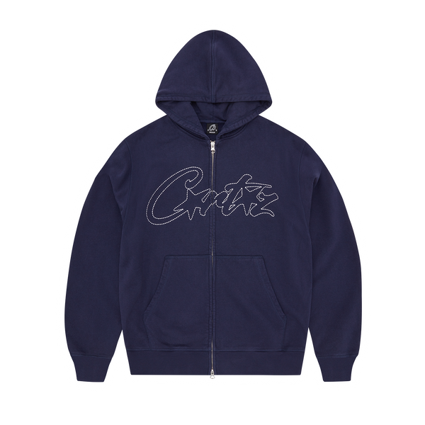 Corteiz Thick Stitch AlLStarz Zip Hoodie Navy – Side Kicks