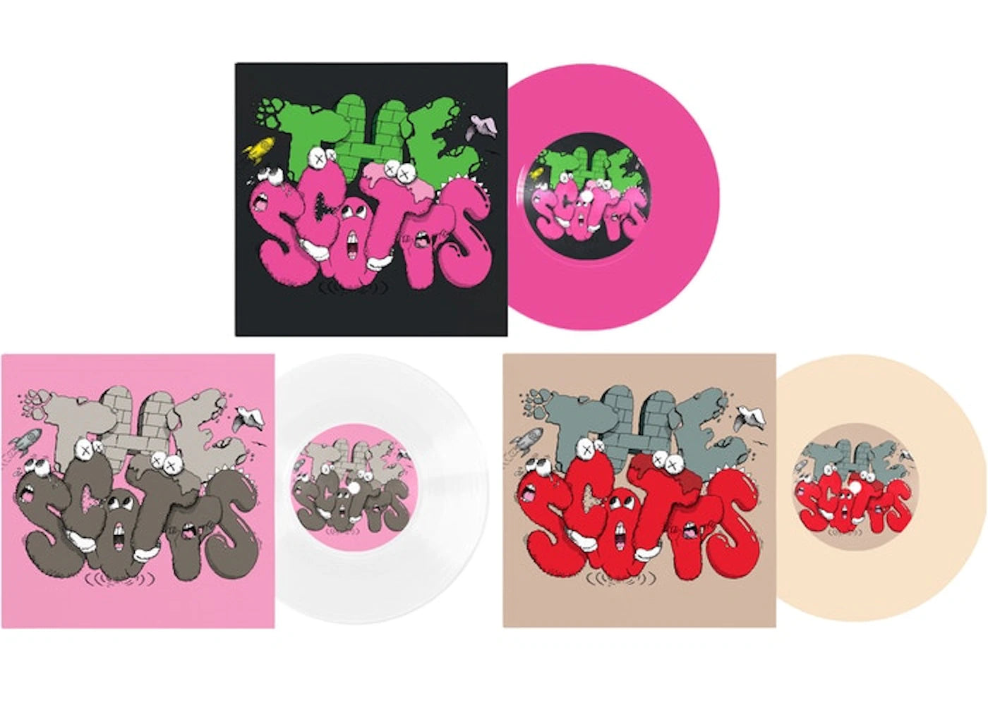 Travis Scott The Scotts KAWS Vinyl 7" Pink/White/Beige Set