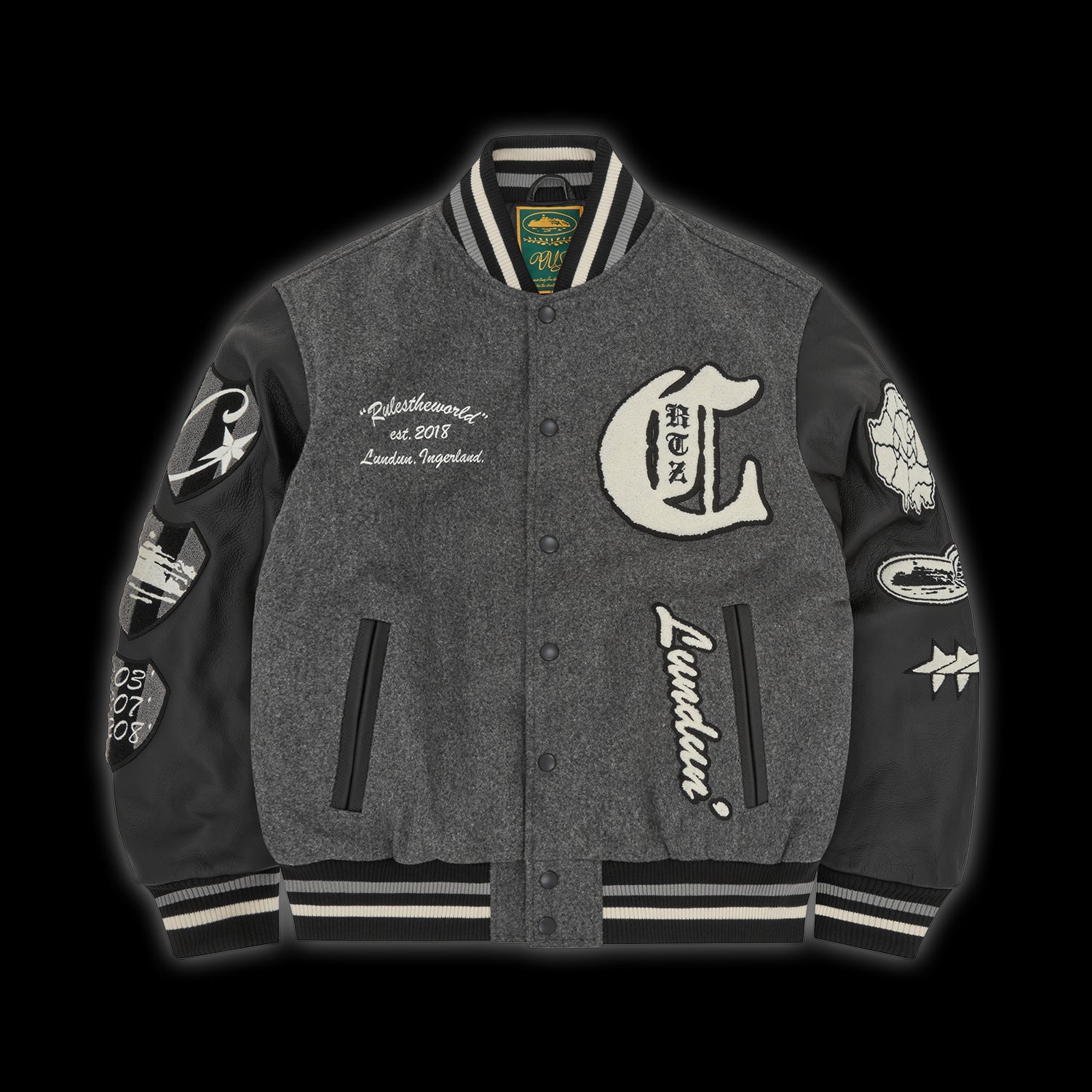 Corteiz Us vs Dem Varsity Jacket - grey