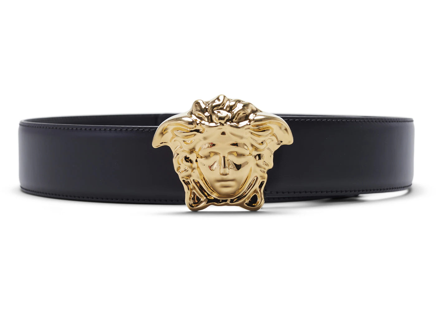 Versace Palazzo Belt with Medusa Buckle Gold-tone Black