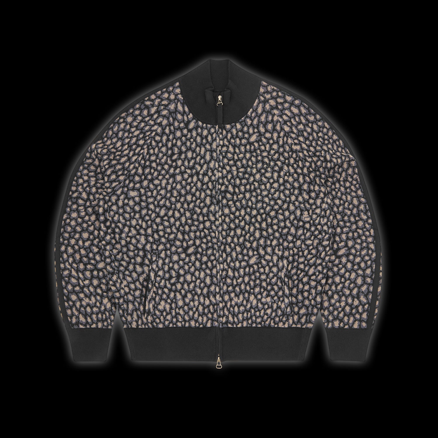 Corteiz VVS Leopard Jacquard Knit Zip Up Black